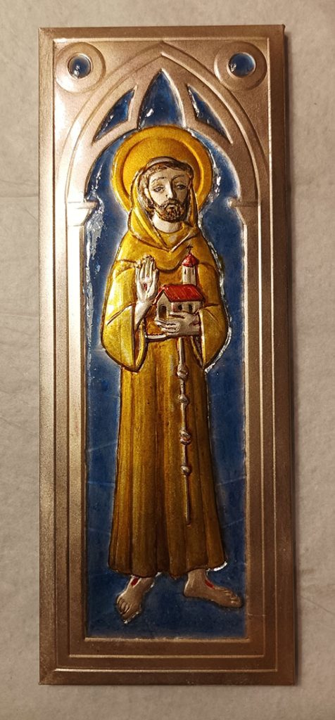 San Francesco fondo a resina UV colorata vetrosa