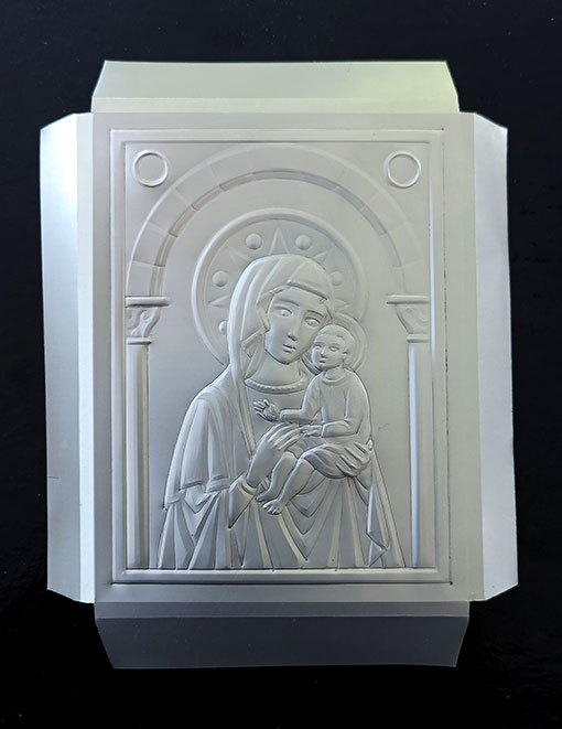 Sbalzo ancora aperto su alluminio-Madonnina piccola